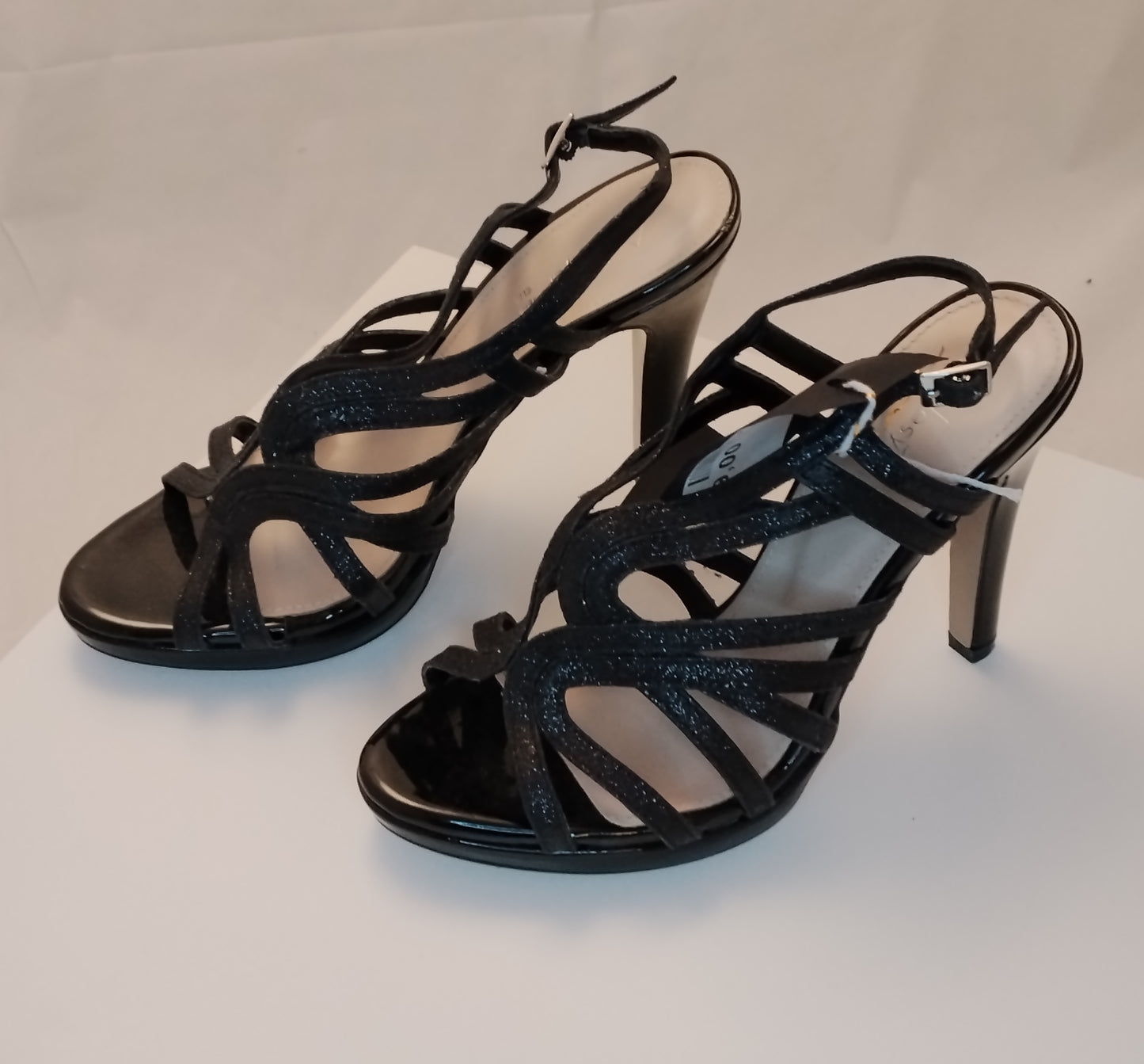 Sandali Donna Eleganti Neri Glitter Tacco Alto Alesya Taglia 37