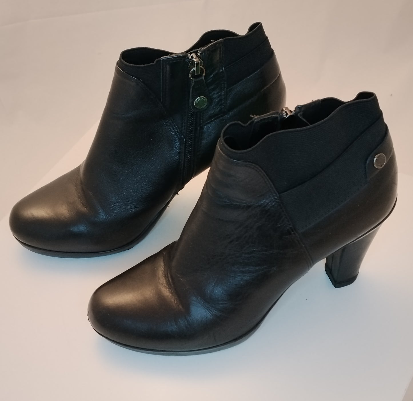 Stivaletti Donna Geox Neri Pelle Tacco Medio Zip Taglia 36