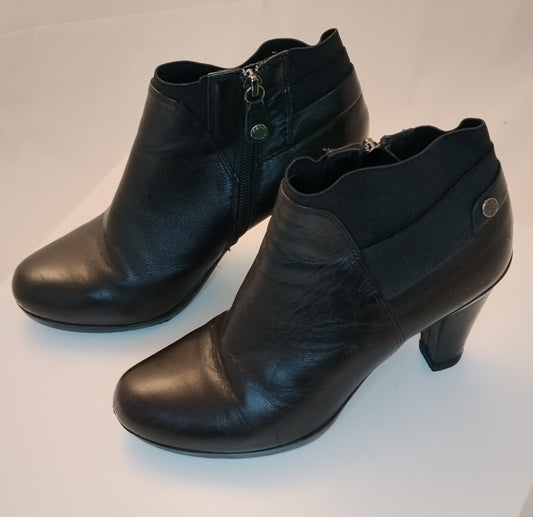 Stivaletti Donna Geox Neri Pelle Tacco Medio Zip Taglia 36