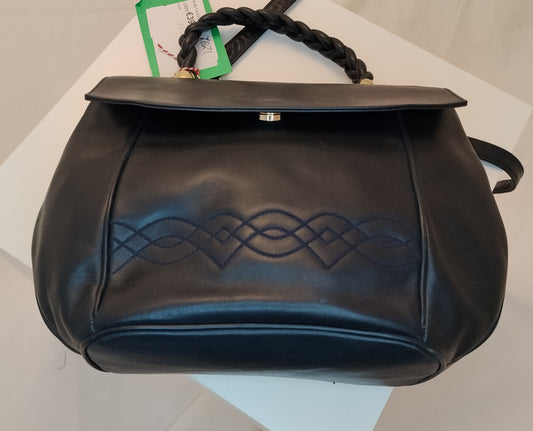 Borsa Donna Nera Elegante Manico Intrecciato Stile Vintage