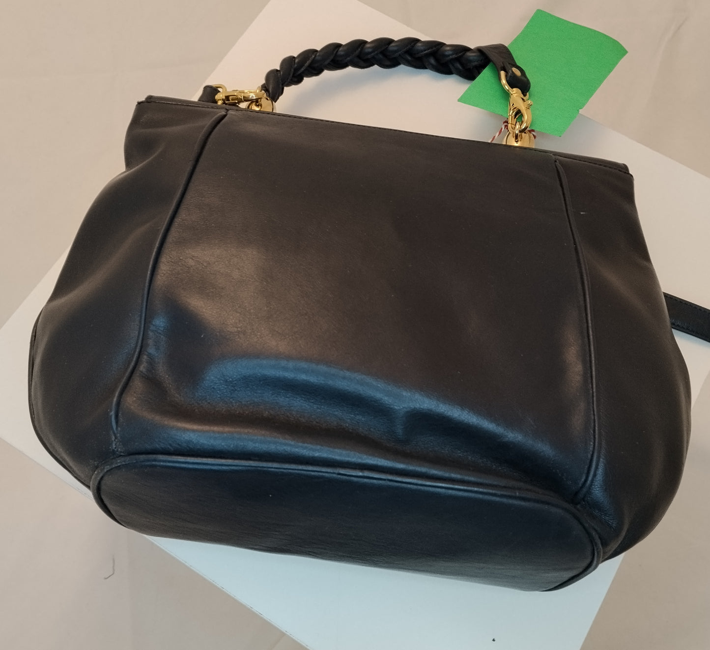 Borsa Donna Nera Elegante Manico Intrecciato Stile Vintage