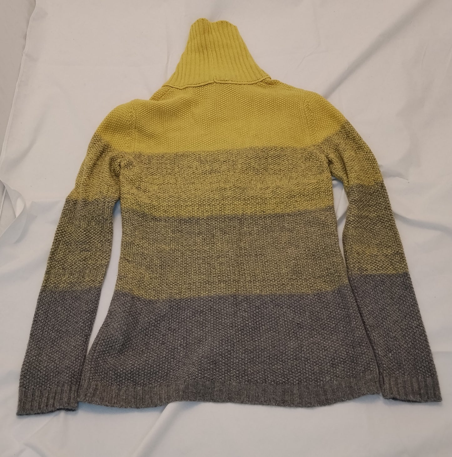Maglione Donna Maria Bellentani Collo Alto Giallo Grigio Treccia Taglia M