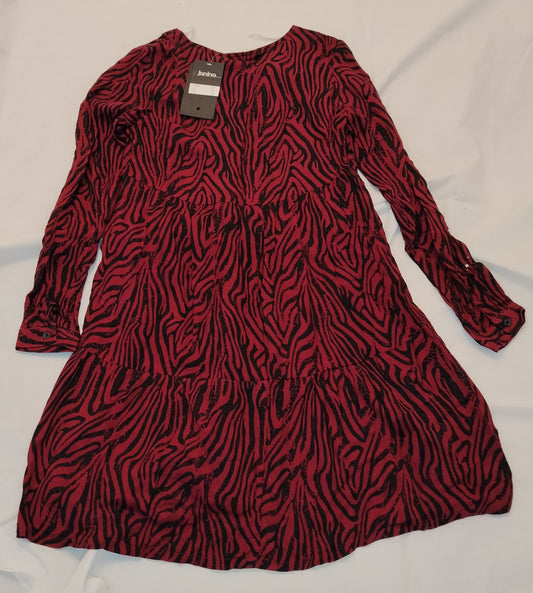 Abito Donna Janina Rosso Nero Fantasia Animalier Taglia 40