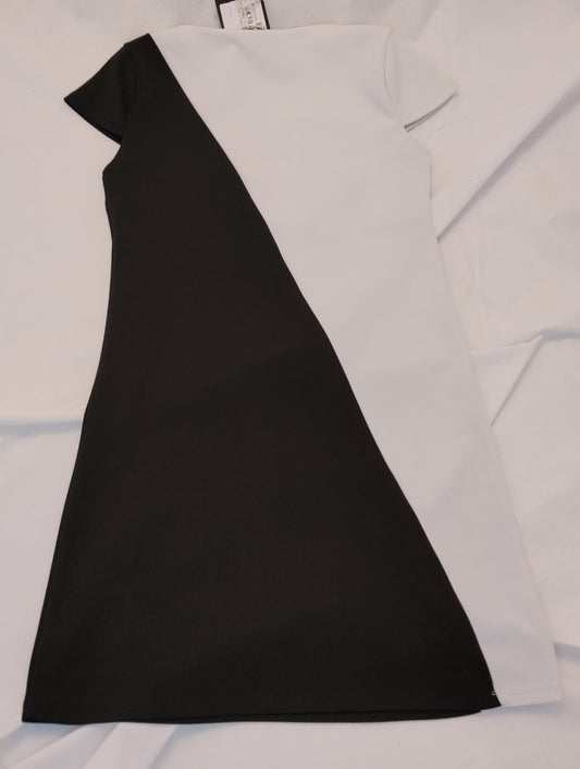 Vestito Donna Piazza Italia Bianco Nero Taglia S Elegante Bicolore