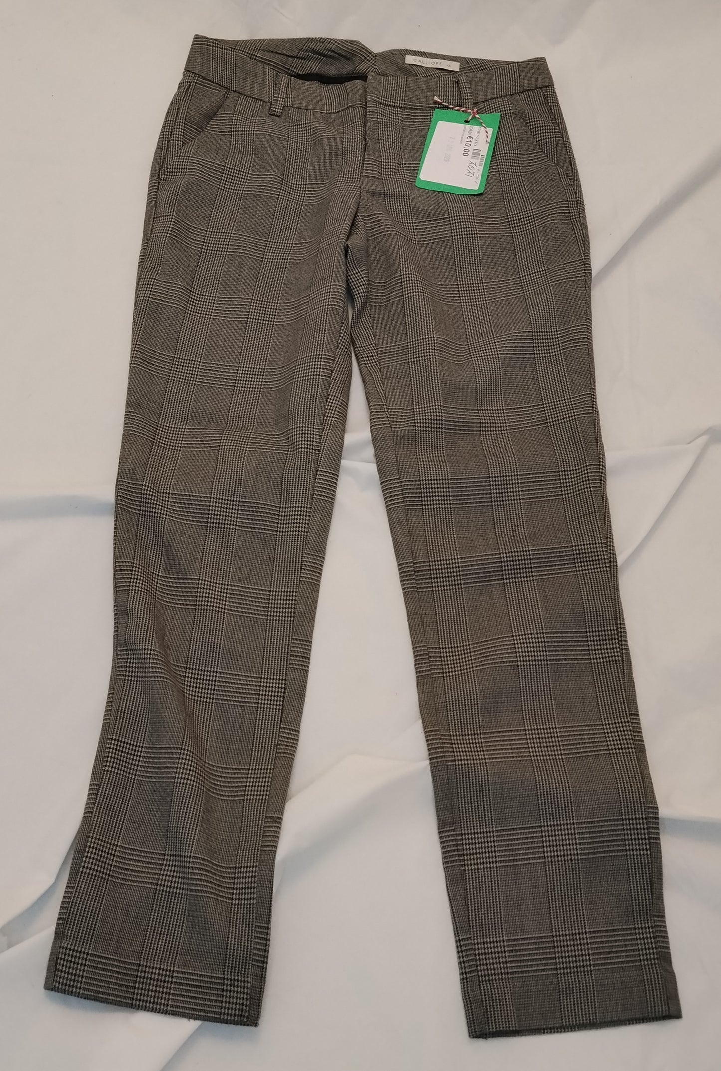 Pantaloni Donna Calliope a Quadri Grigi Taglia XS Eleganti