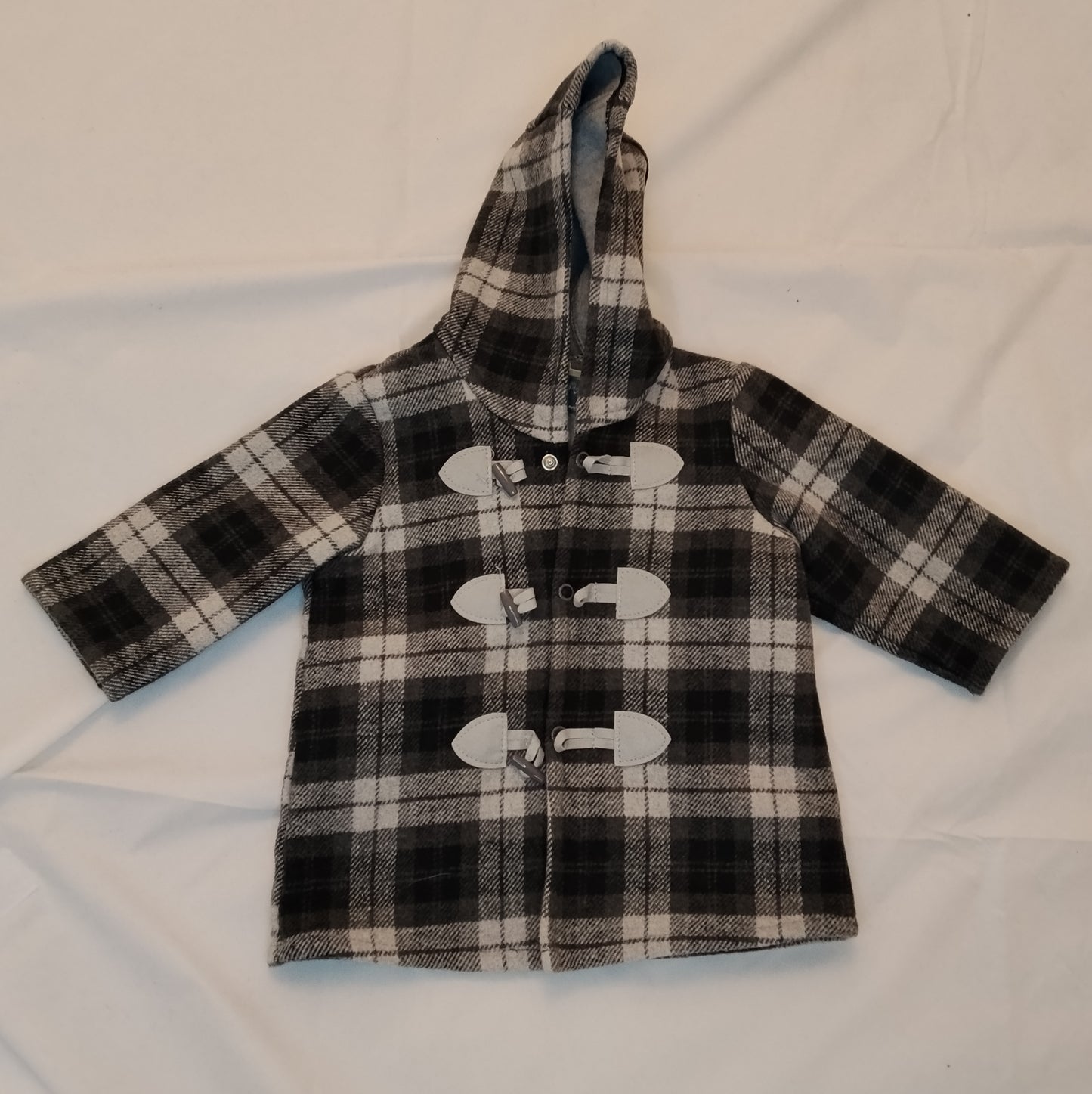 Cappotto Bambino Benetton a Quadri con Cappuccio 2 Anni