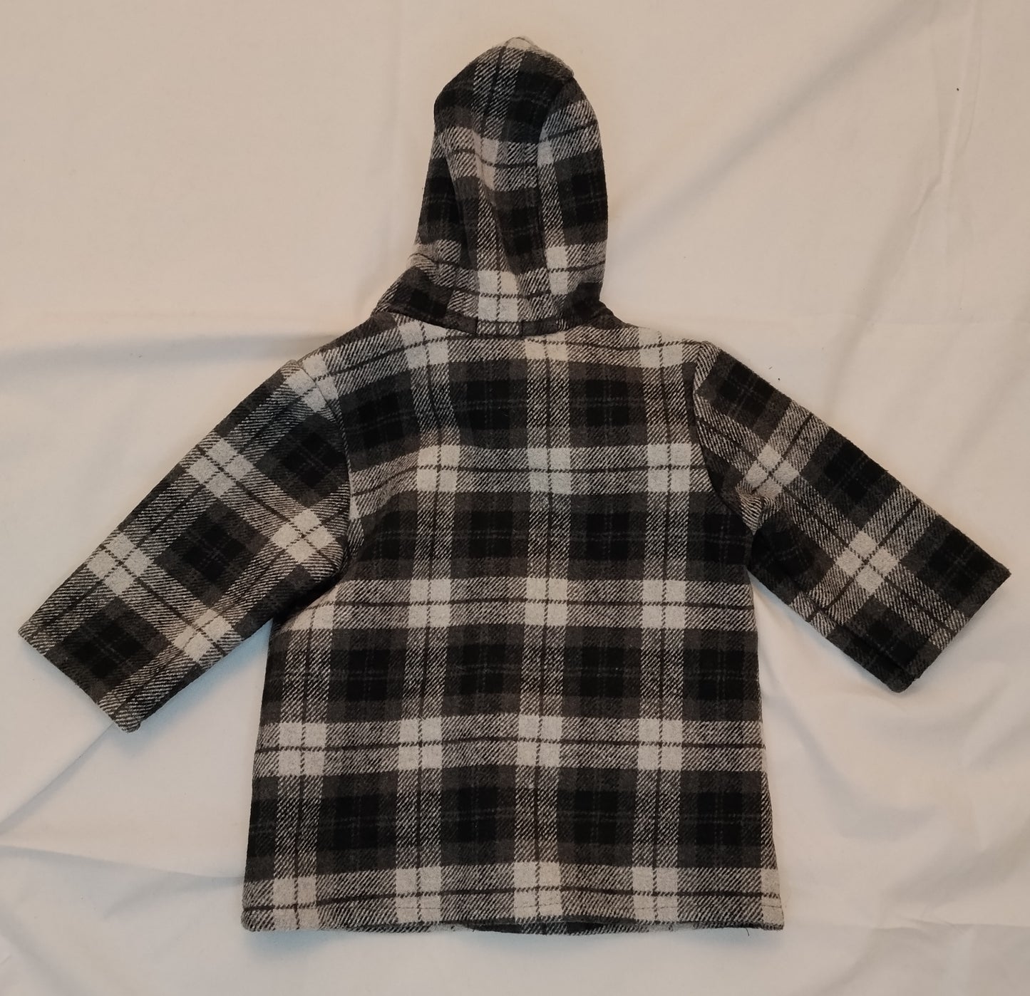 Cappotto Bambino Benetton a Quadri con Cappuccio 2 Anni