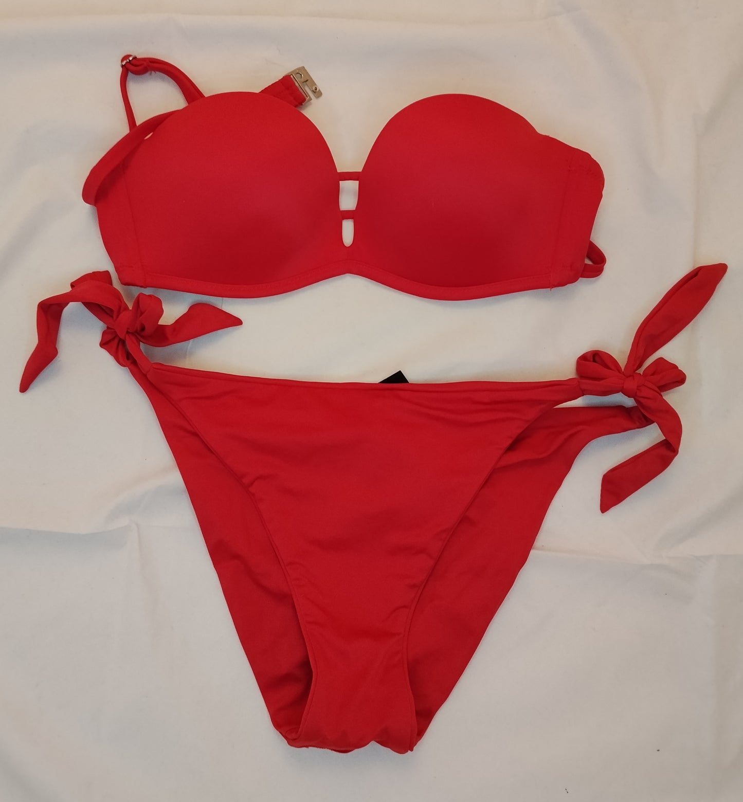 Bikini Donna Rosso Fascia con Slip Laccetti Taglia Seconda