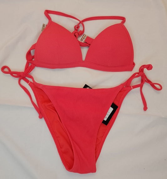 Bikini Donna Yamamay Corallo Triangolo con Slip Laccetti Taglia Seconda