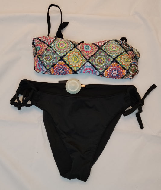 Bikini Donna Yamamay Fascia Fantasia Multicolor con Slip Nero Taglia Seconda
