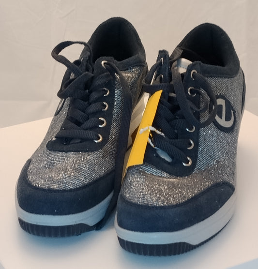 Sneakers Donna Estrada Sport Grigio Nero Glitter Platform Taglia 40