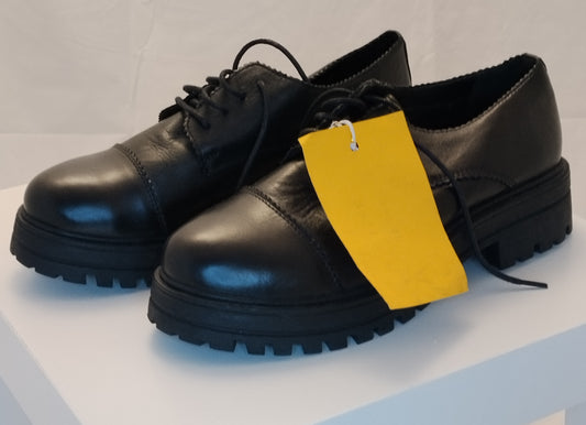 Scarpe Donna Alesya Nere Stringate Platform Chunky Taglia 40