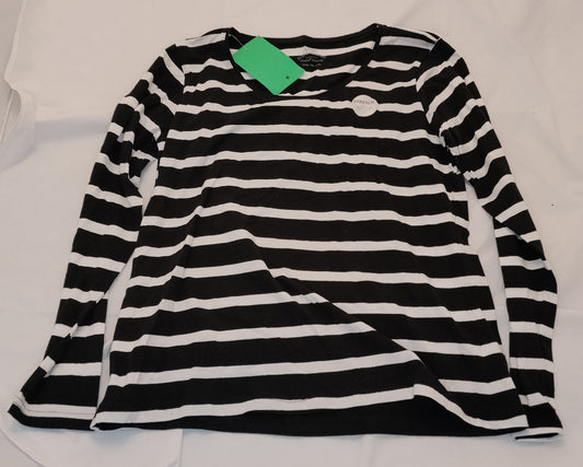 Maglia Donna Janina Stretch Righe Bianco Nero Taglia L Manica Lunga