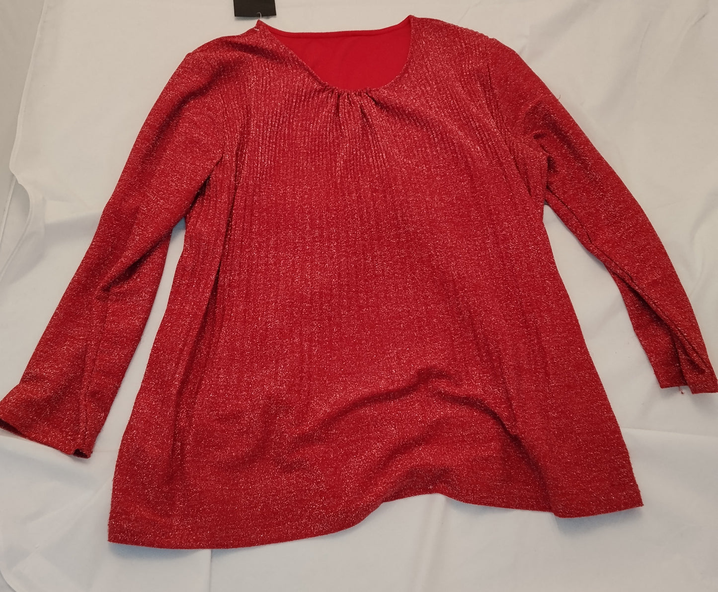 Maglia Donna Rossa Lurex Taglia M Elegante Brillantinata Manica Lunga