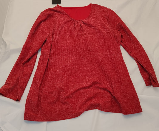 Maglia Donna Rossa Lurex Taglia M Elegante Brillantinata Manica Lunga
