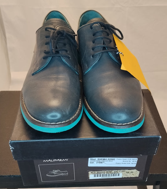 Maliparmi Scarpe Stringate Donna Pelle Blu Suola Turchese Taglia 39 con Scatola Originale