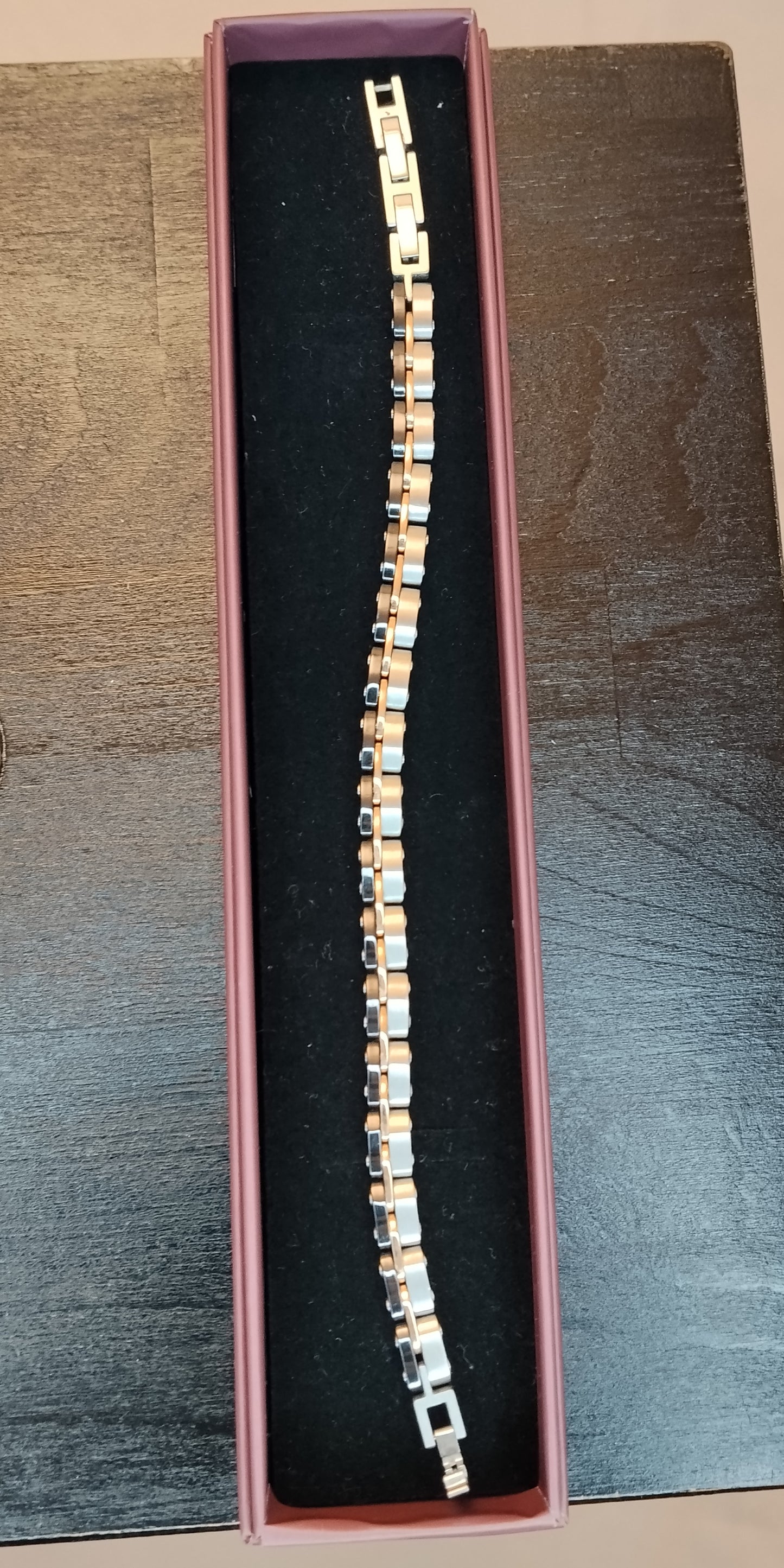 Bracciale Acciaio Uomo Maglie Geometriche Lunghezza 21 cm con Scatola