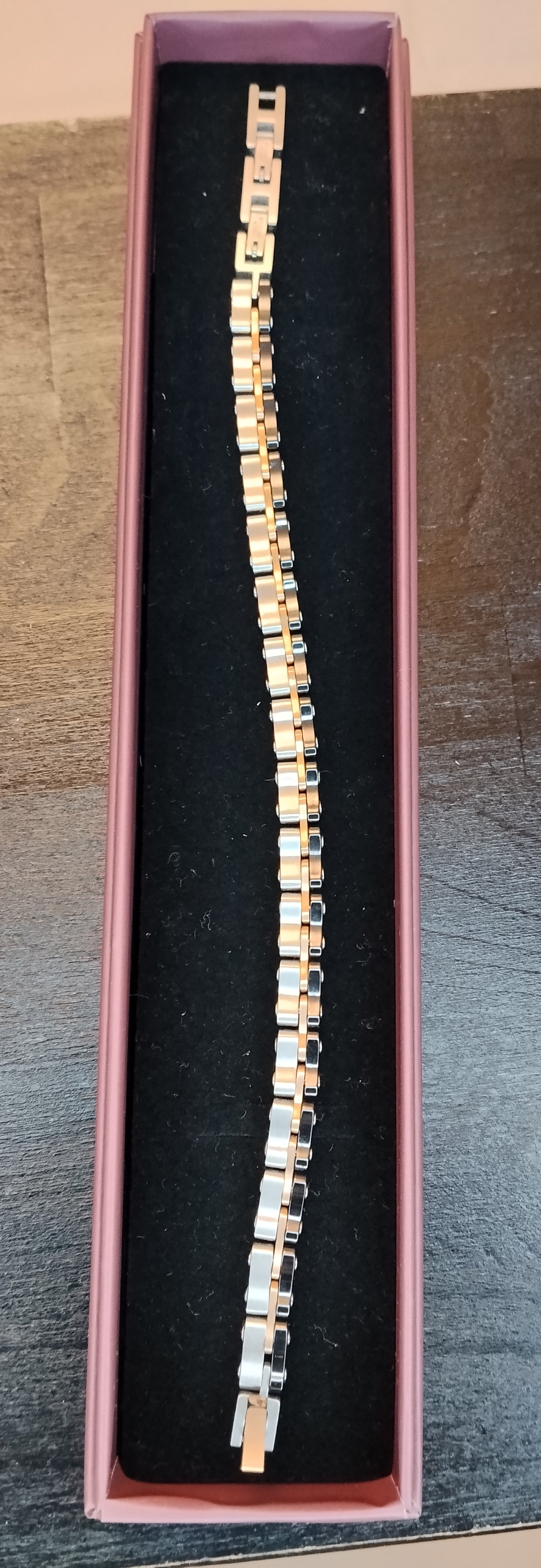 Bracciale Acciaio Uomo Maglie Geometriche Lunghezza 21 cm con Scatola