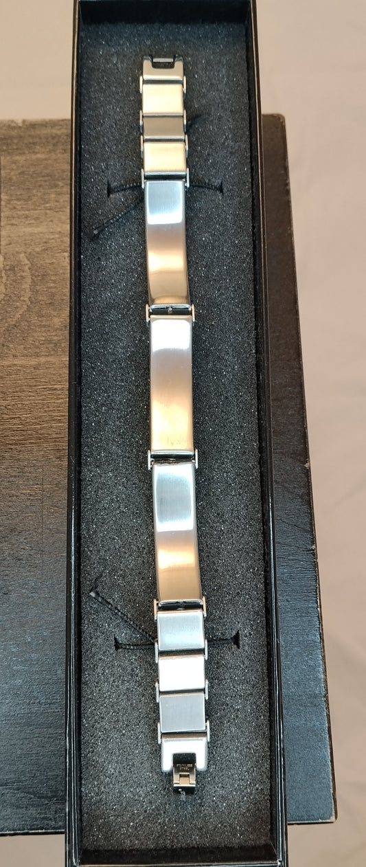 Bracciale Acciaio Uomo con Piastra Centrale Lunghezza 21 cm con Scatola