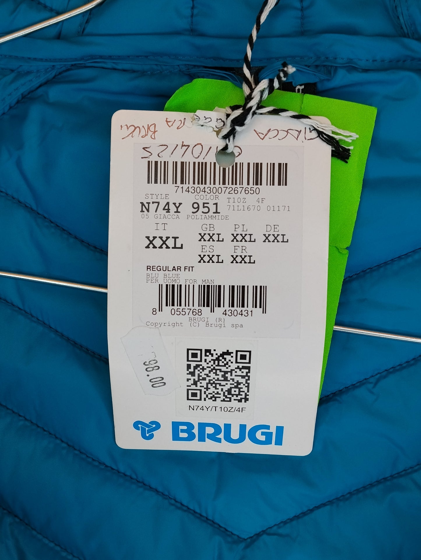 Brugi Giacca Tecnica Uomo XXL Imbottita con Cappuccio Outdoor Trekking Nuova