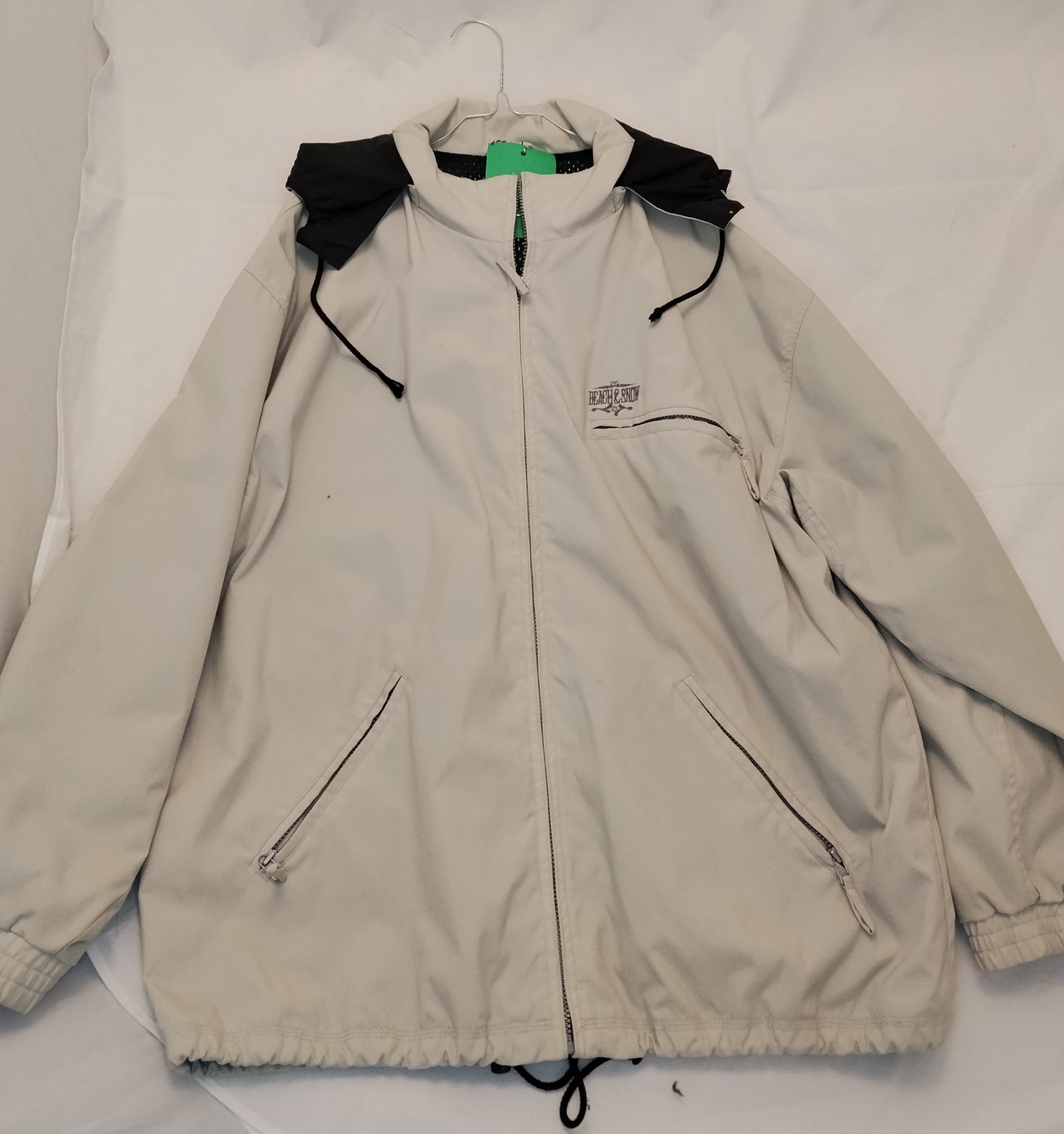 Giacca a vento uomo XL beige con cappuccio removibile – giacca leggera sportiva