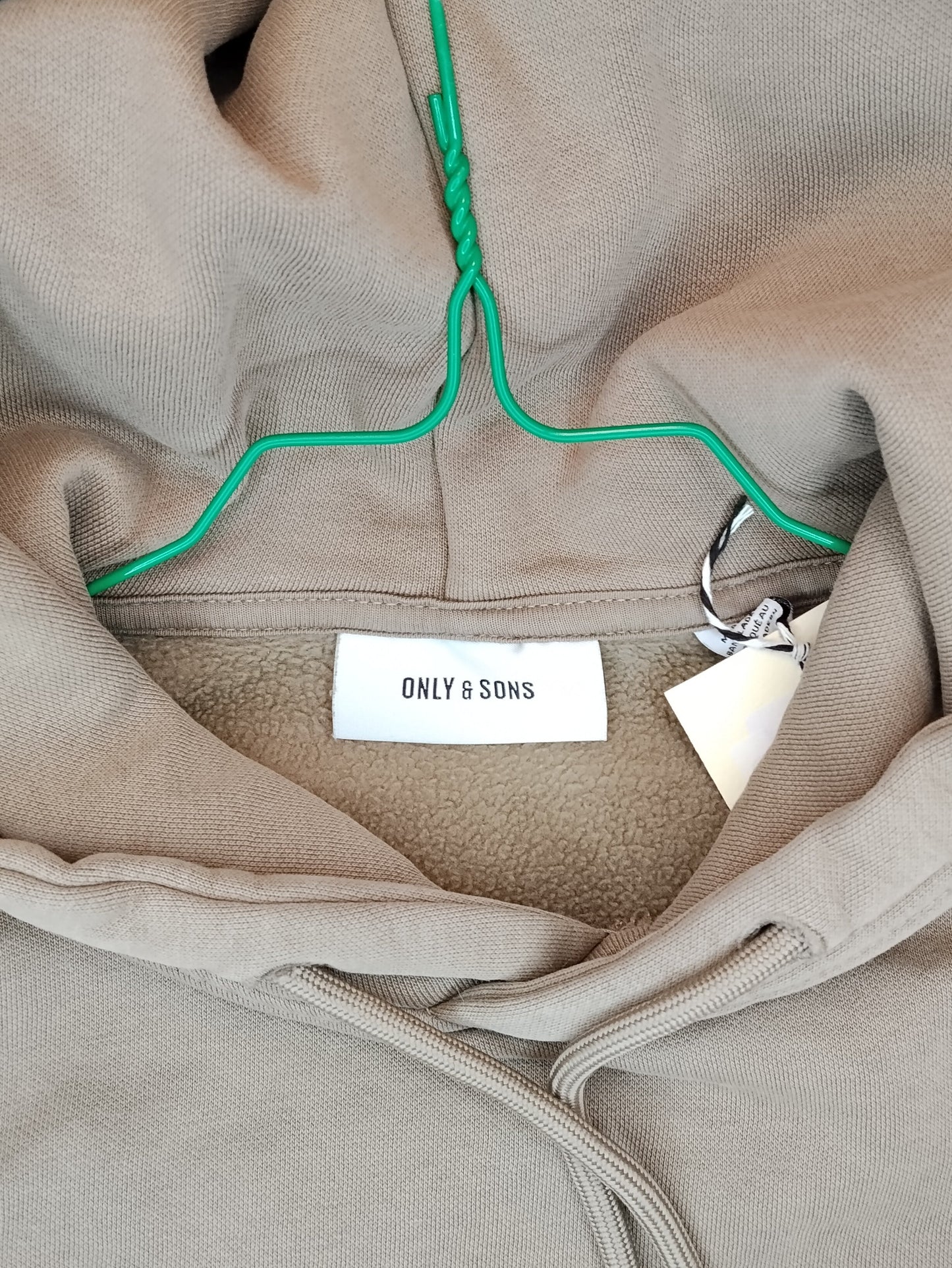 Felpa Uomo Only & Sons Beige con Cappuccio Taglia S Hoodie Casual