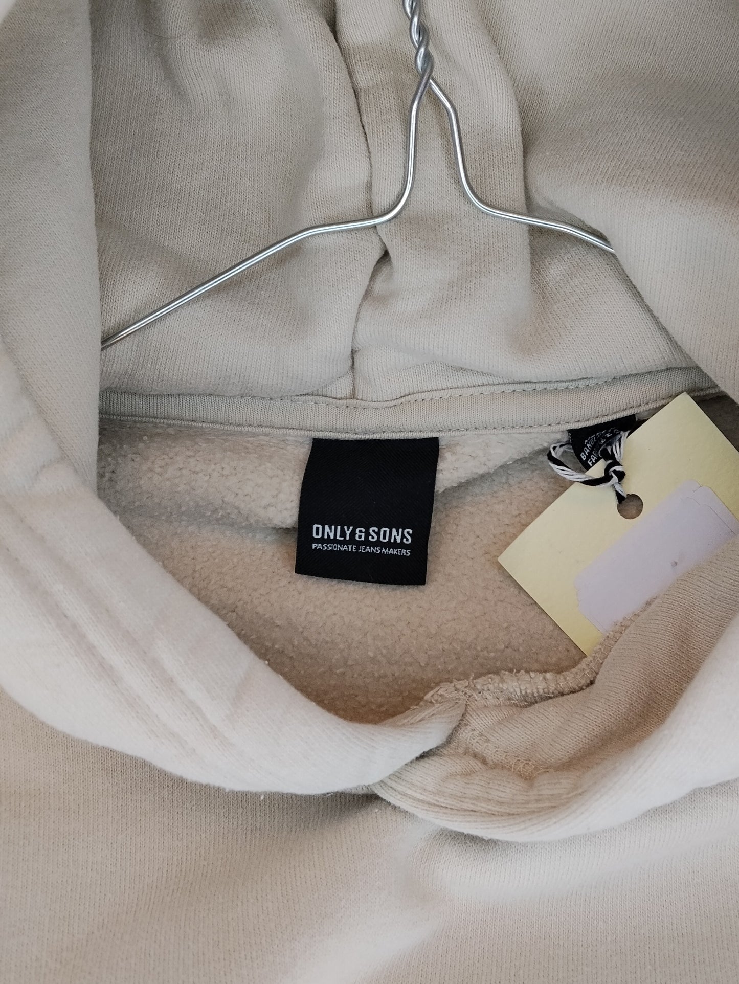 Felpa Uomo Only & Sons Beige Chiaro con Cappuccio Taglia S Hoodie Casual