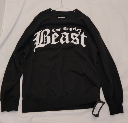 Felpa Terranova nera oversize stampa “Beast Los Angeles” taglia M