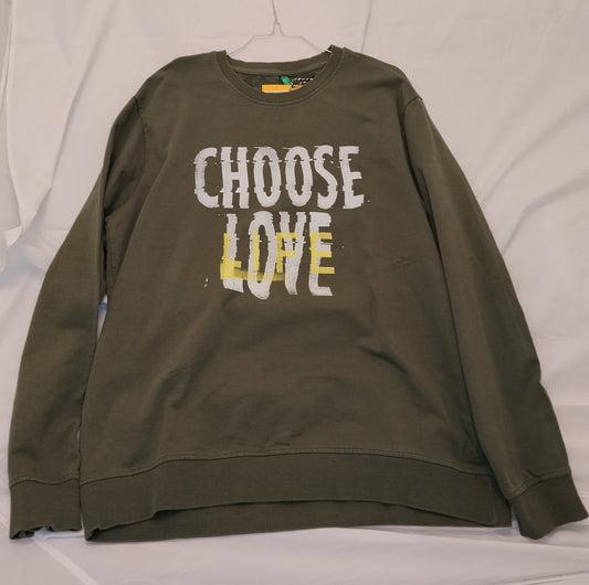 Felpa Benetton verde stampa “Choose Love” taglia XL – Girocollo casual
