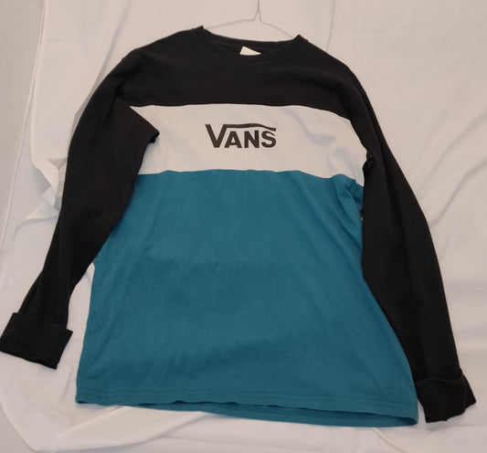 Maglia Vans bicolore nero bianco verde petrolio taglia L – Logo frontale