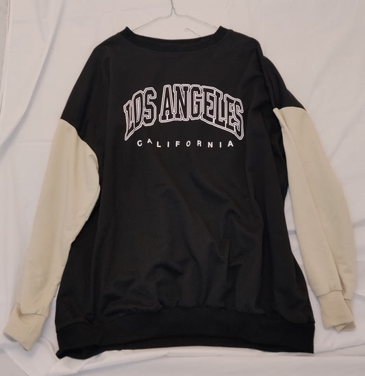 Felpa nera Los Angeles California bicolore taglia L – Girocollo casual