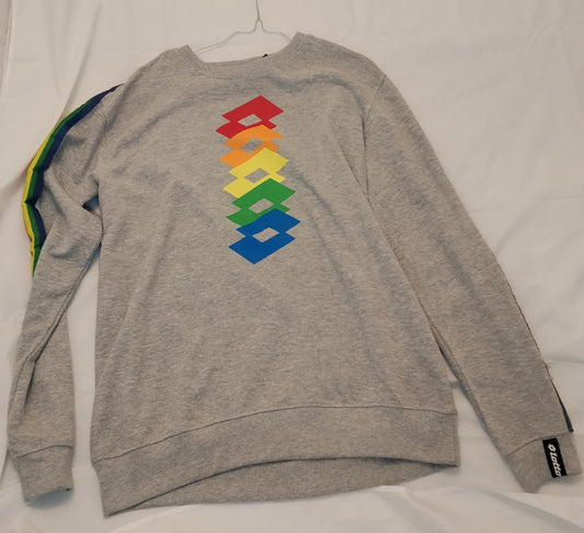 Felpa Lotto grigia logo multicolor taglia L – Girocollo sportivo