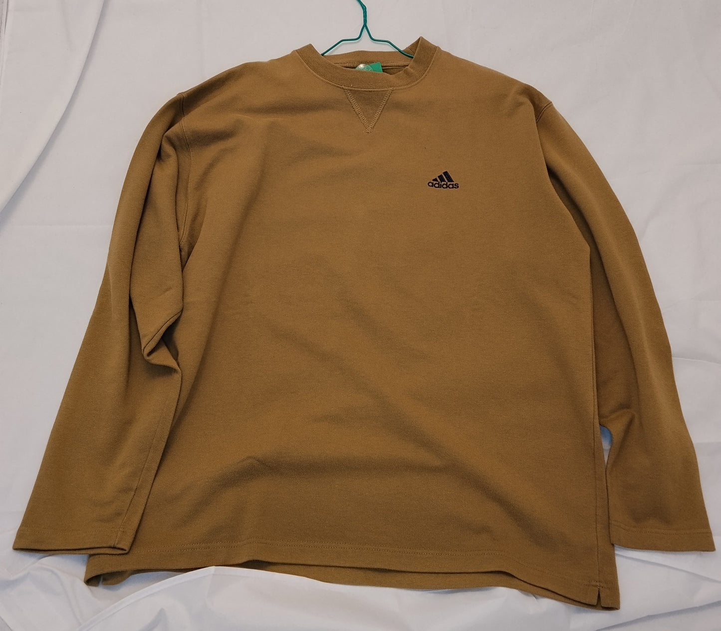 Felpa Adidas marrone minimal logo piccolo taglia L – Girocollo casual