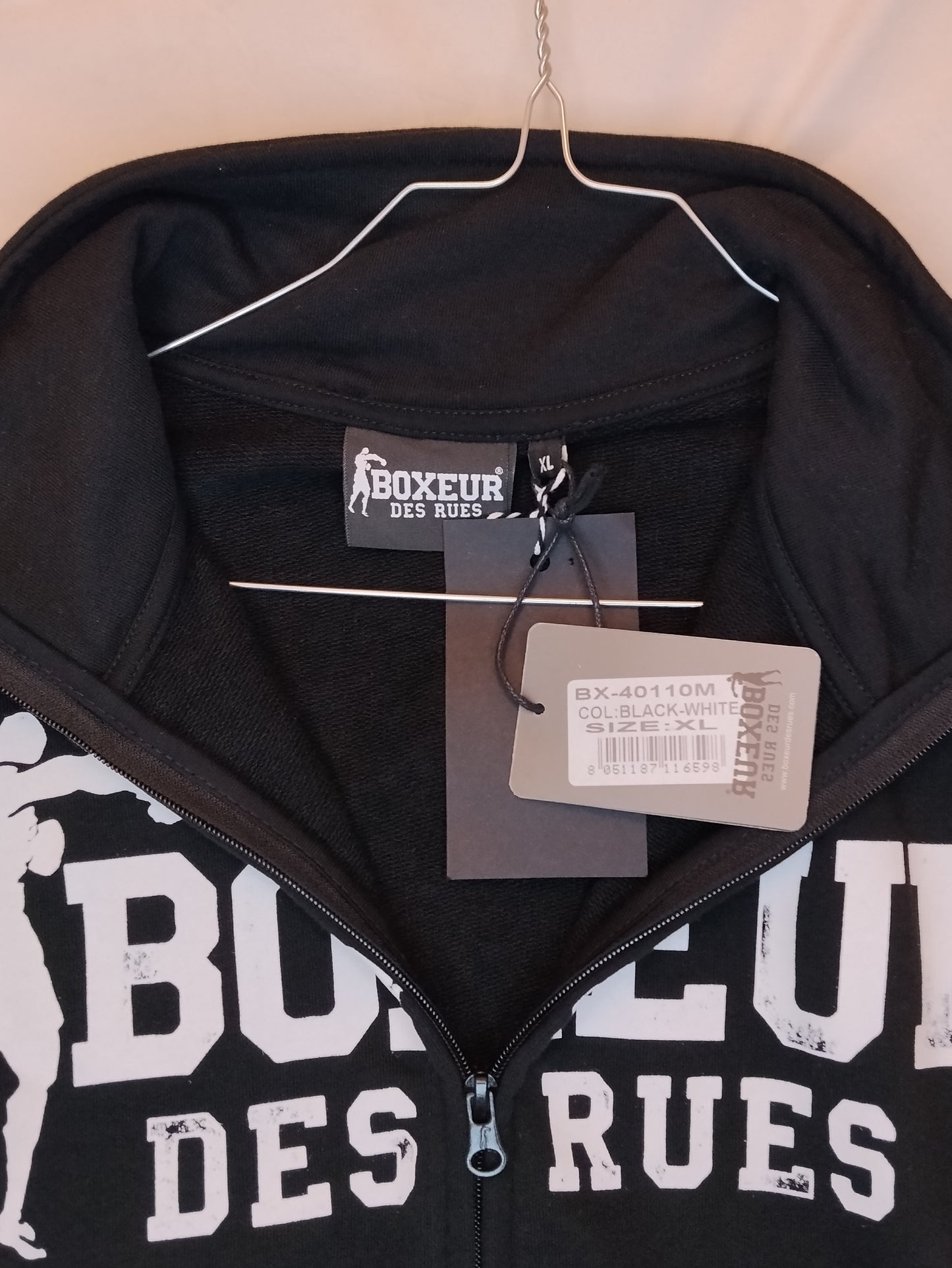 Felpa Uomo Boxeur des Rues Nera Zip XL Nuova con Cartellino