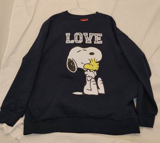 Felpa Donna Peanuts Snoopy Nera Taglia M Stampa LOVE Casual