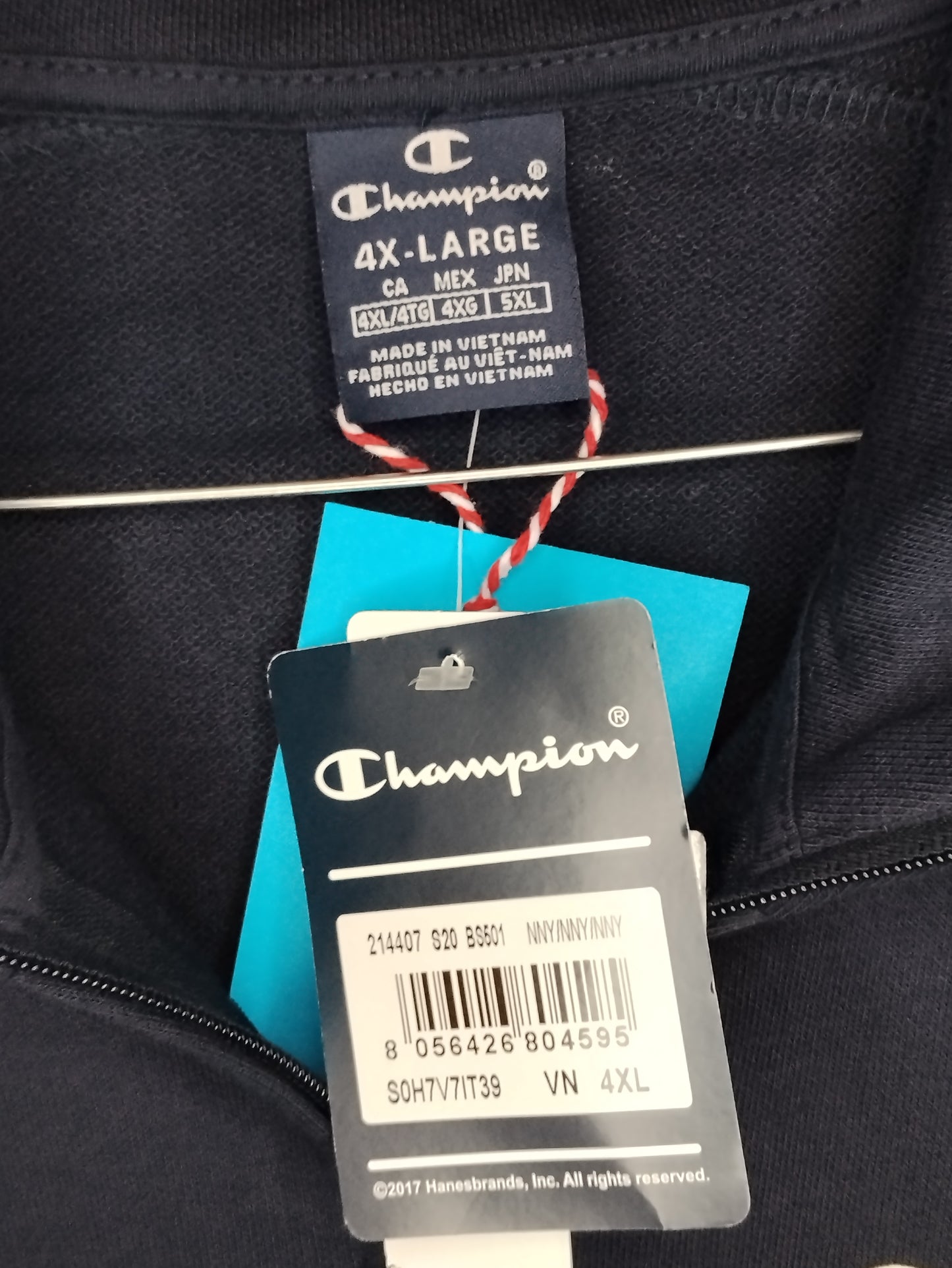 Felpa Uomo Champion Blu Zip XXXXL Nuova con Cartellino Sportiva