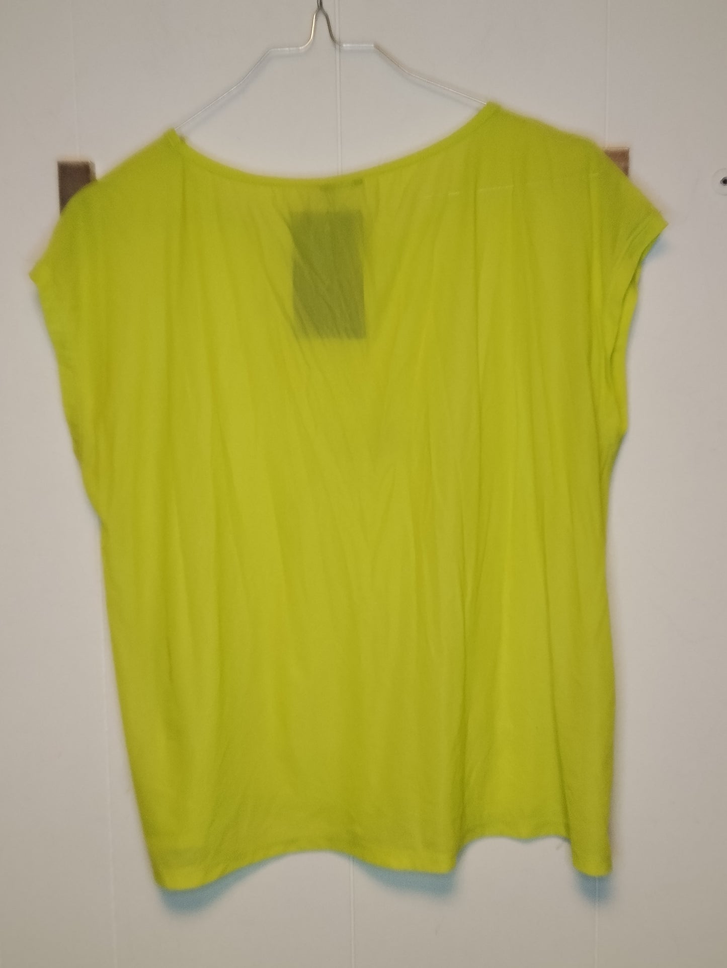 Maglia Donna Benetton Verde Fluo Taglia S T-Shirt Casual Estiva