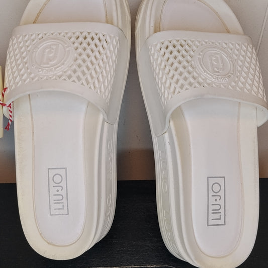 Ciabatte Donna Liu Jo Bianche Platform Logo Taglia 38