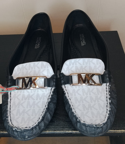 Mocassini Donna Michael Kors Neri Logo MK Bicolore Taglia 38