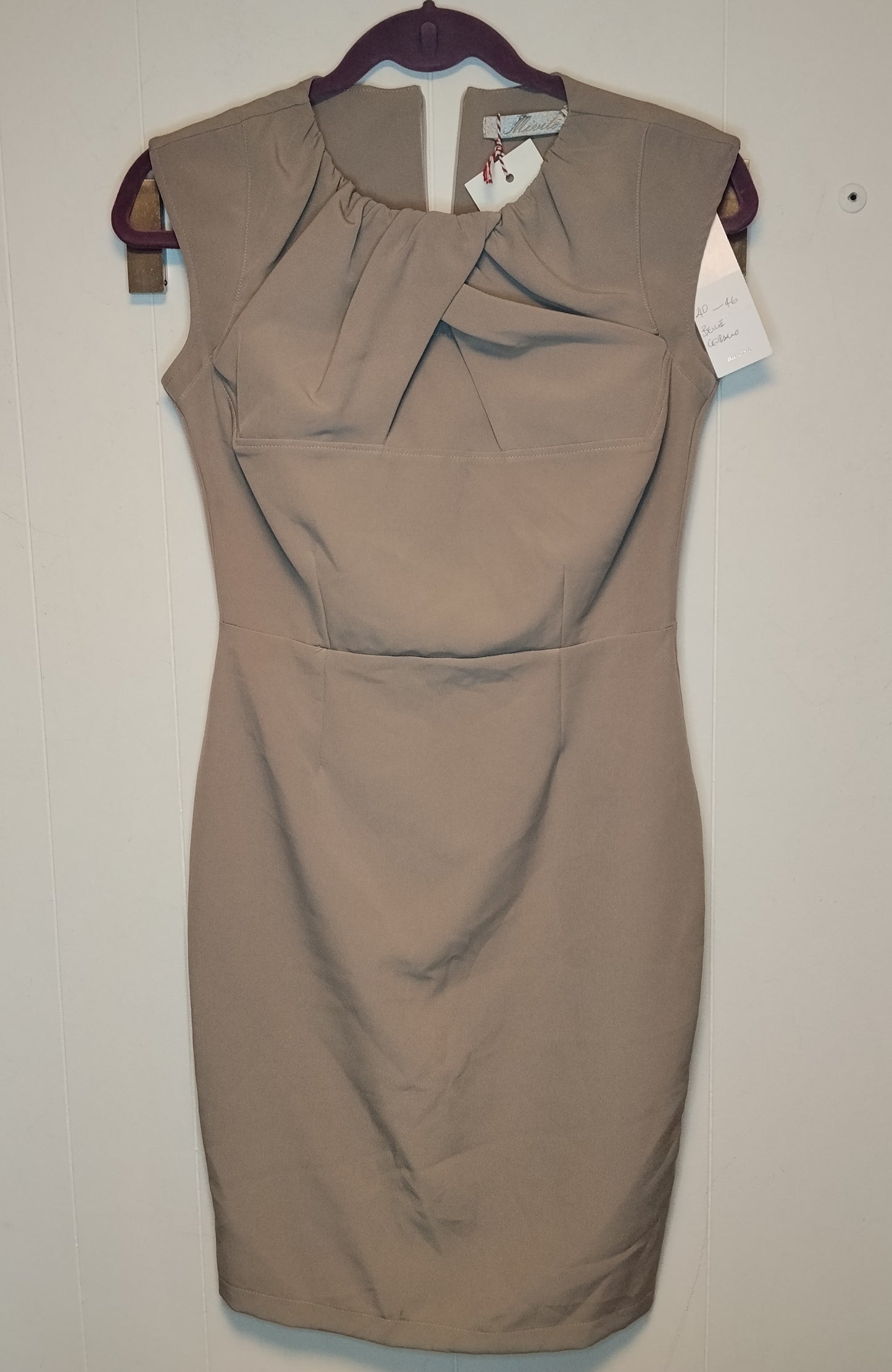 Abito Donna Mivite Beige Elegante Tubino Taglia 40
