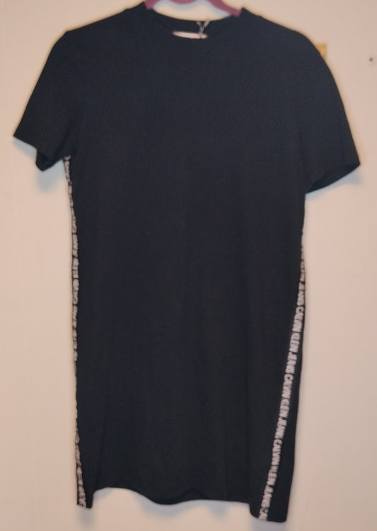 Vestito Donna Calvin Klein Nero Minimal Manica Corta Taglia S