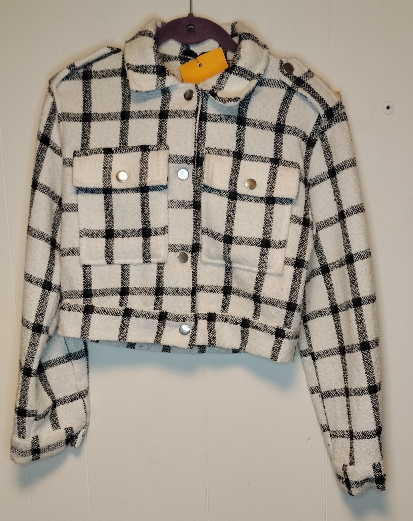 Giacca Donna Tally Weijl Quadri Bianco Nero Cropped Taglia S