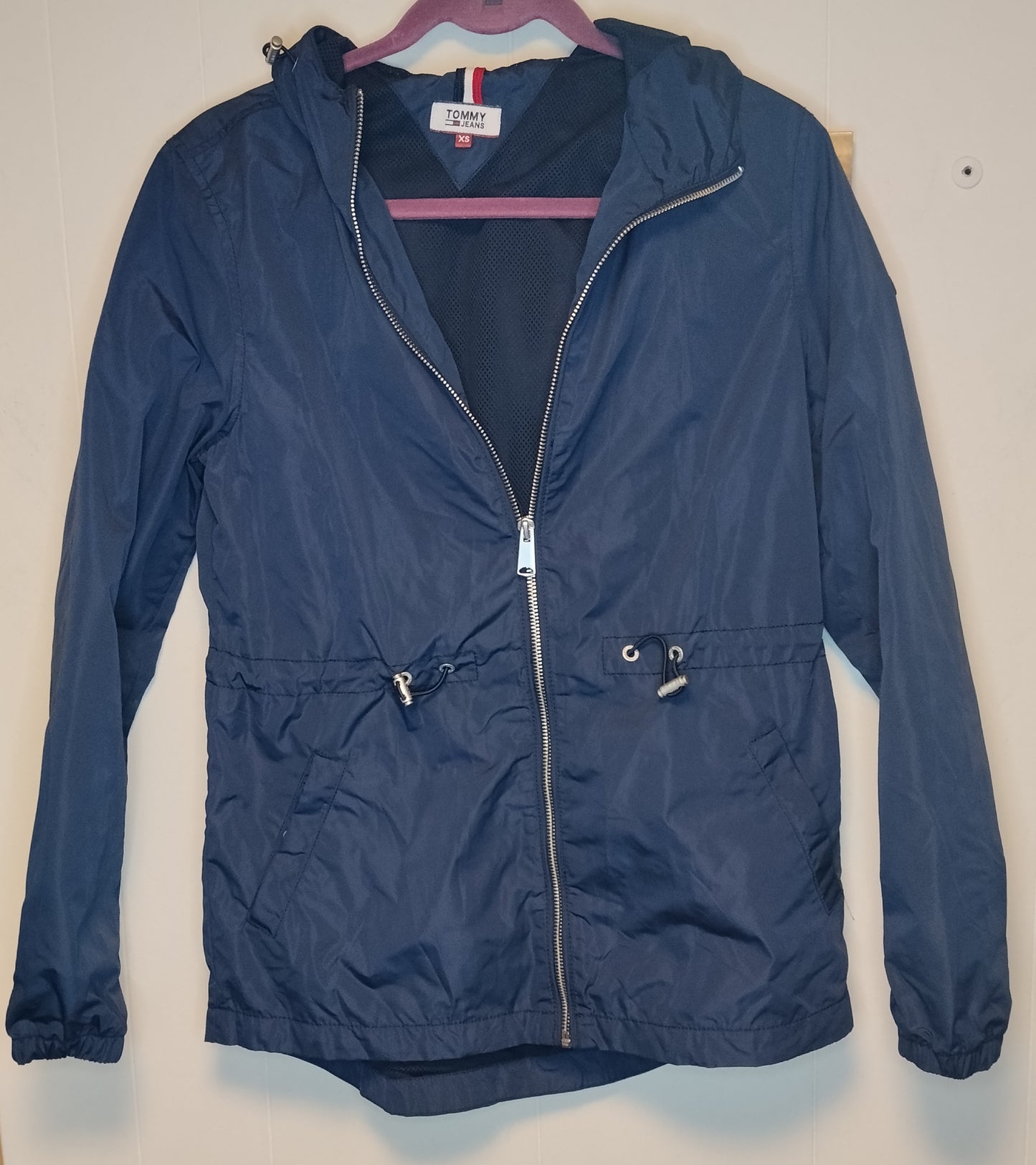 Giacca Donna Tommy Jeans Blu Leggera Cappuccio Taglia XS