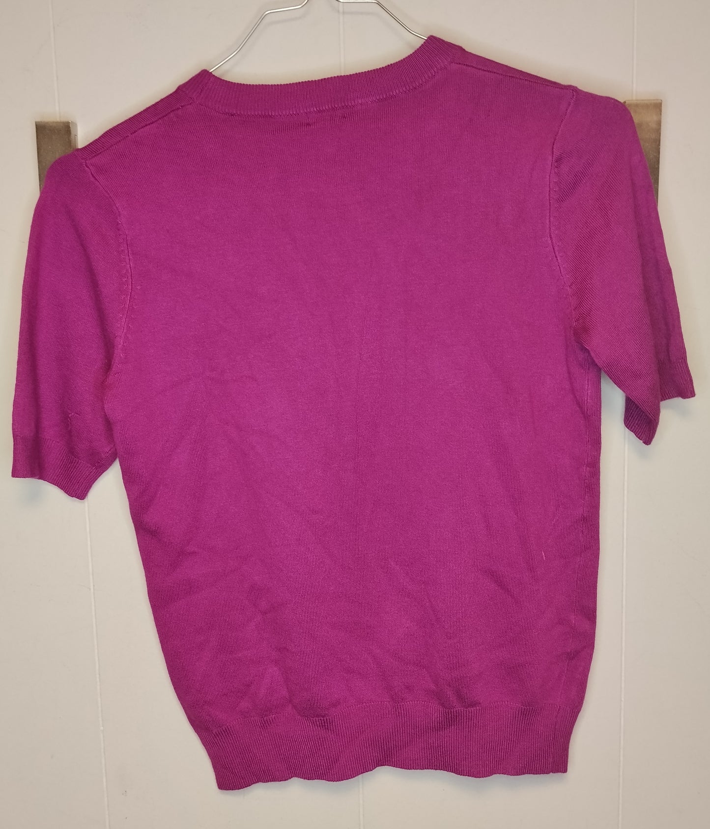Maglia Donna Guess Fucsia Logo Glitter Mezza Manica Taglia XS
