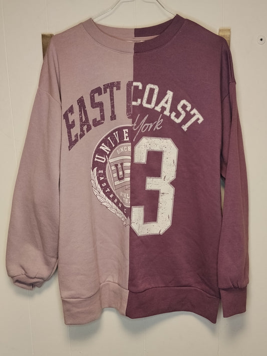 Felpa Donna Terranova Bicolor Rosa East Coast Stampa Taglia S