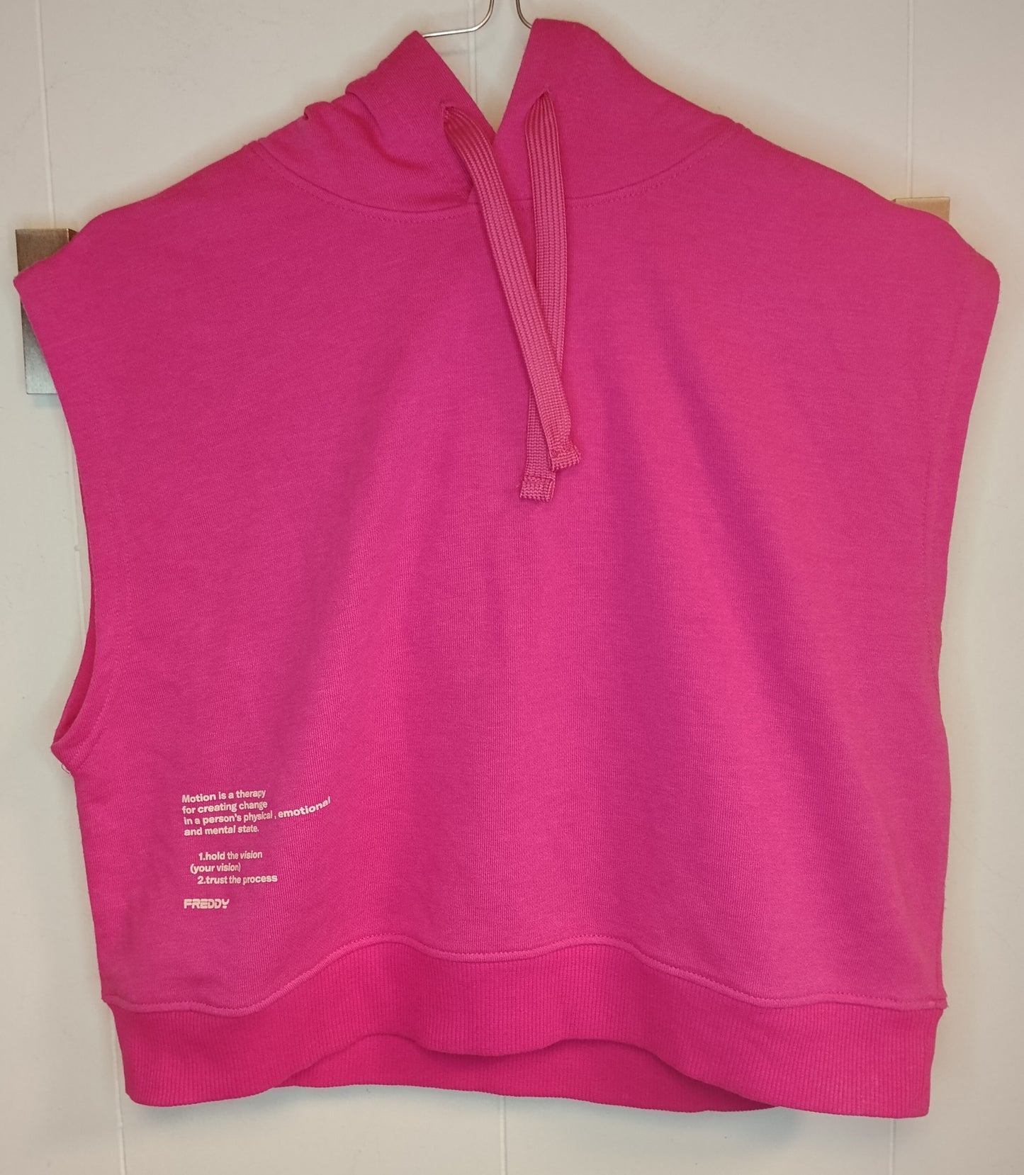 Felpa Donna Freddy Fucsia Cropped Senza Maniche Cappuccio Taglia S