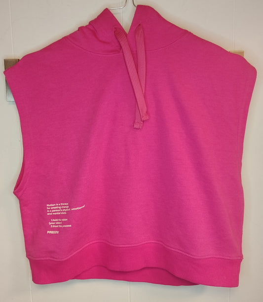 Felpa Donna Freddy Fucsia Cropped Senza Maniche Cappuccio Taglia S