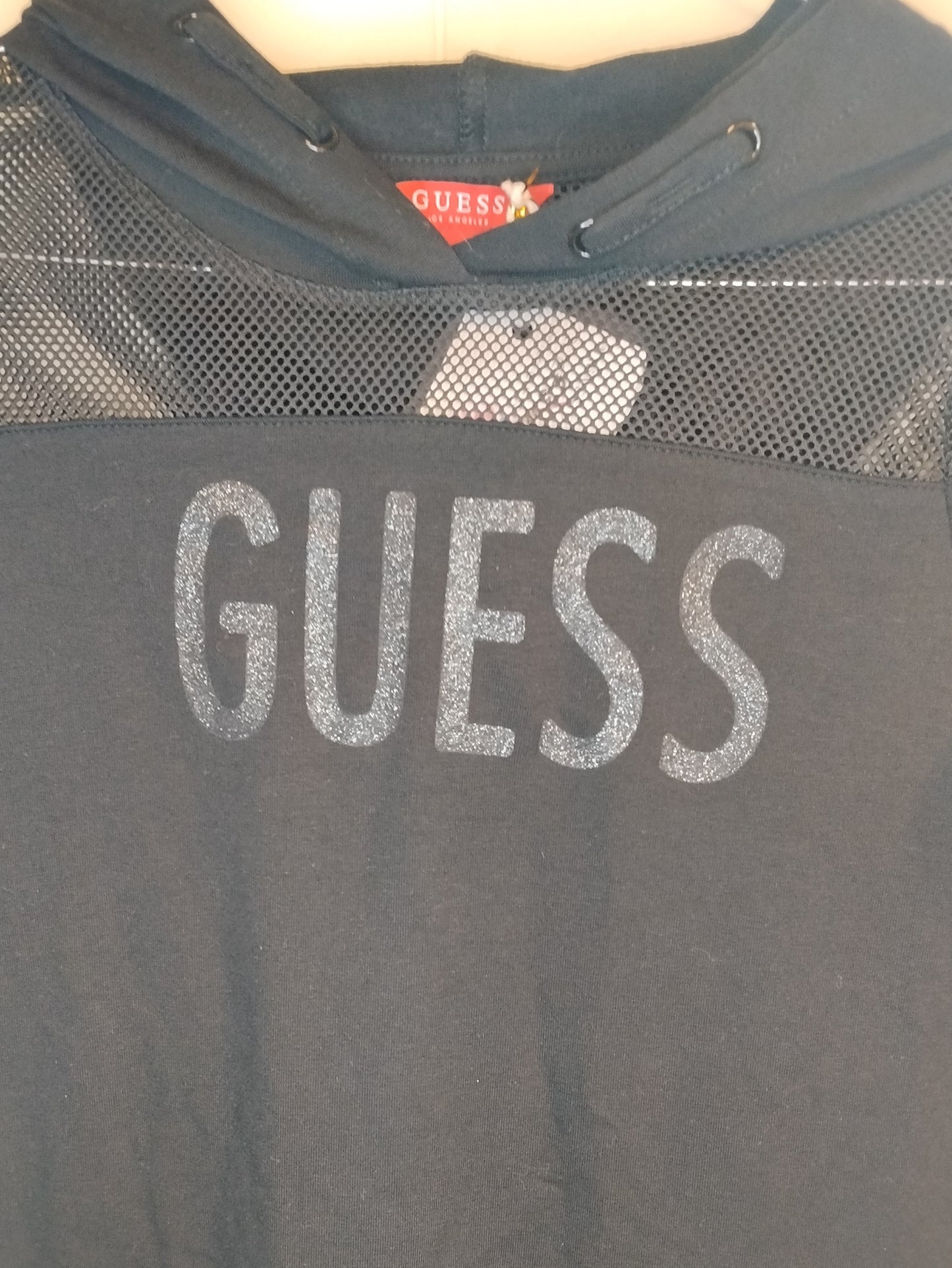 Vestito Donna Guess Nero Logo Glitter Mesh Taglia XS Elegante