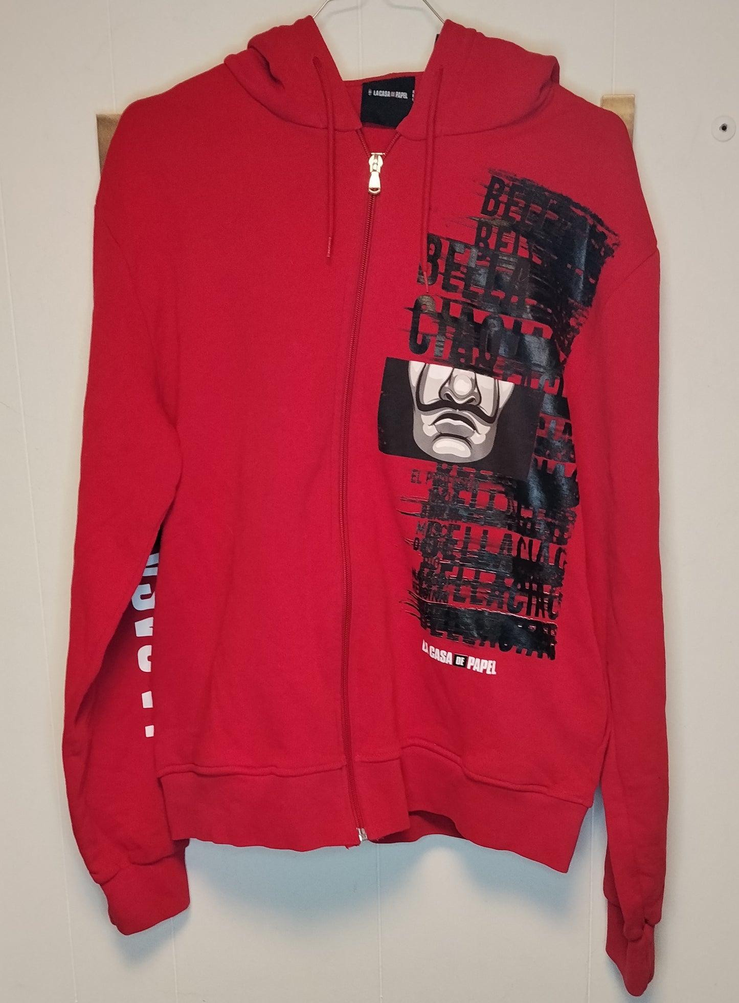 Felpa Donna La Casa di Carta Rossa Zip Cappuccio Taglia S
