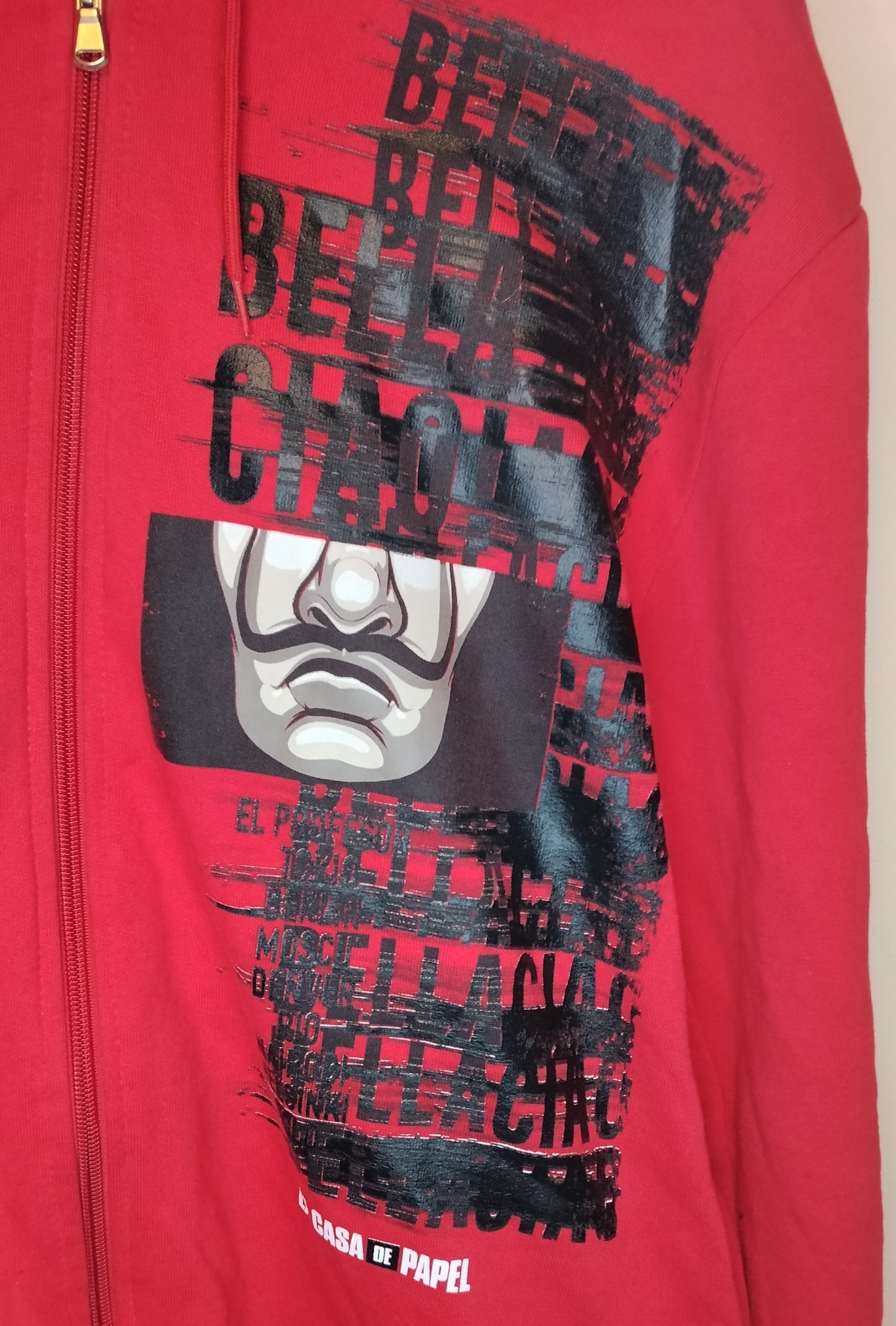 Felpa Donna La Casa di Carta Rossa Zip Cappuccio Taglia S
